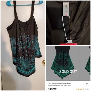 Plus size paisley asymmetrical tank